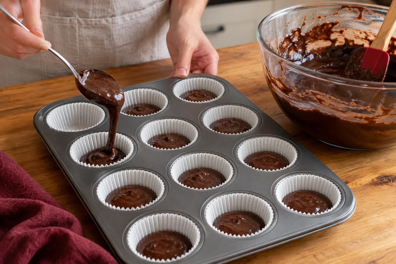 Reparte la masa de cupcakes de monstruos para halloween.