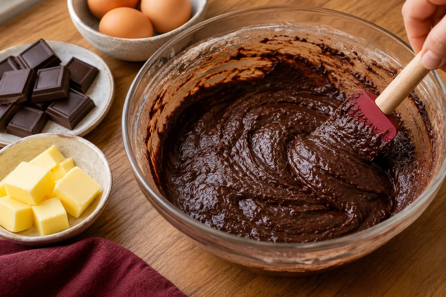 Mezcla la masa de brownies cementerio de halloween.