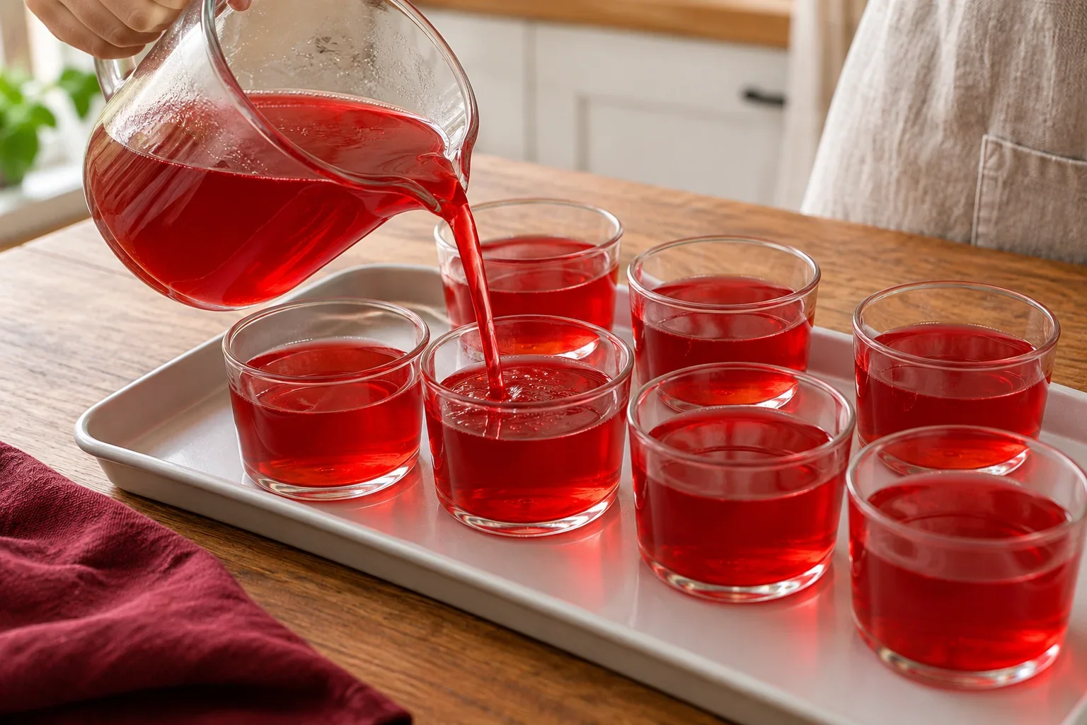 Llena los vasos de vasitos de gelatina con ojos para halloween.