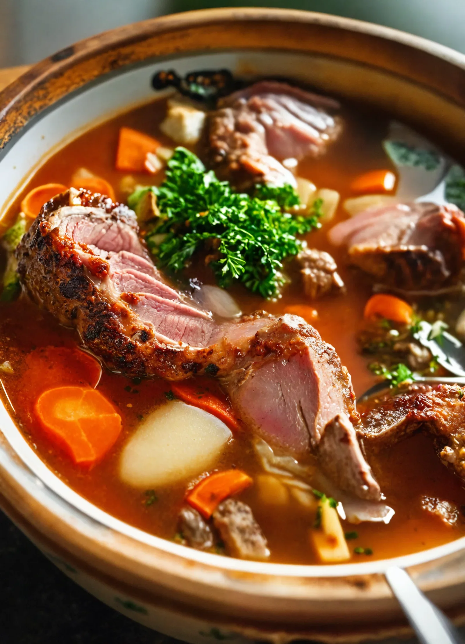 Sopa de codillos de cerdo