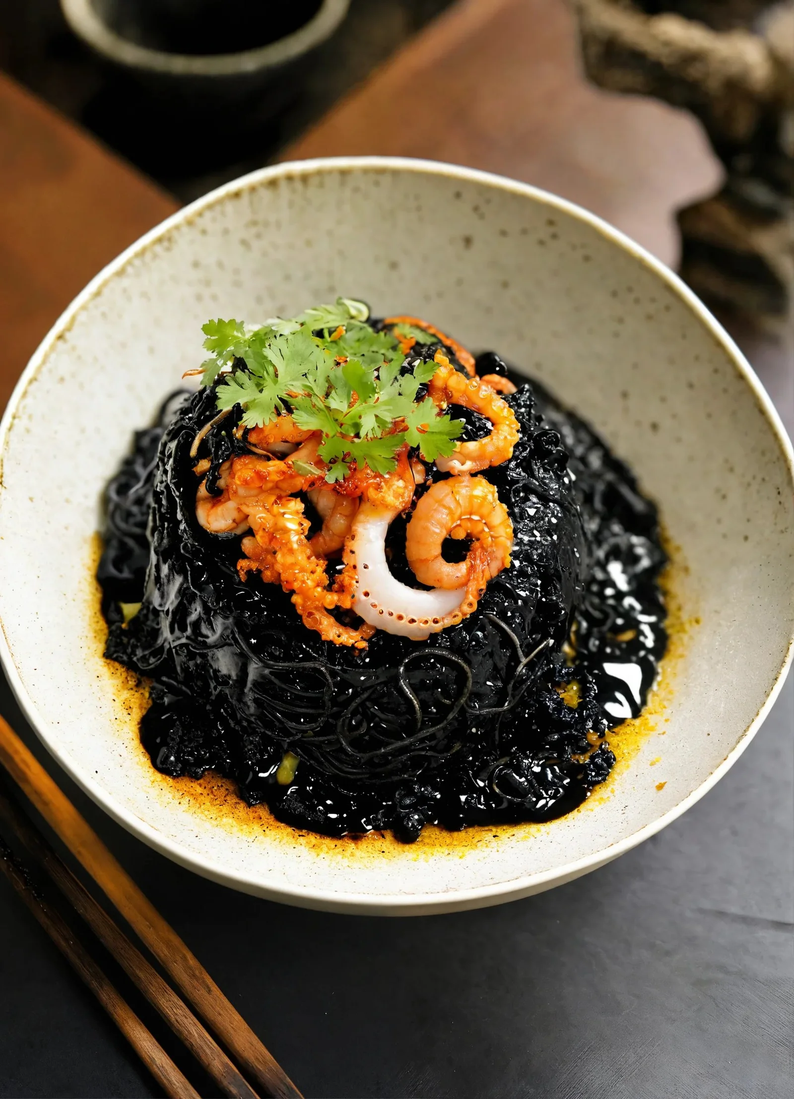 Arroz con calamares en su tinta