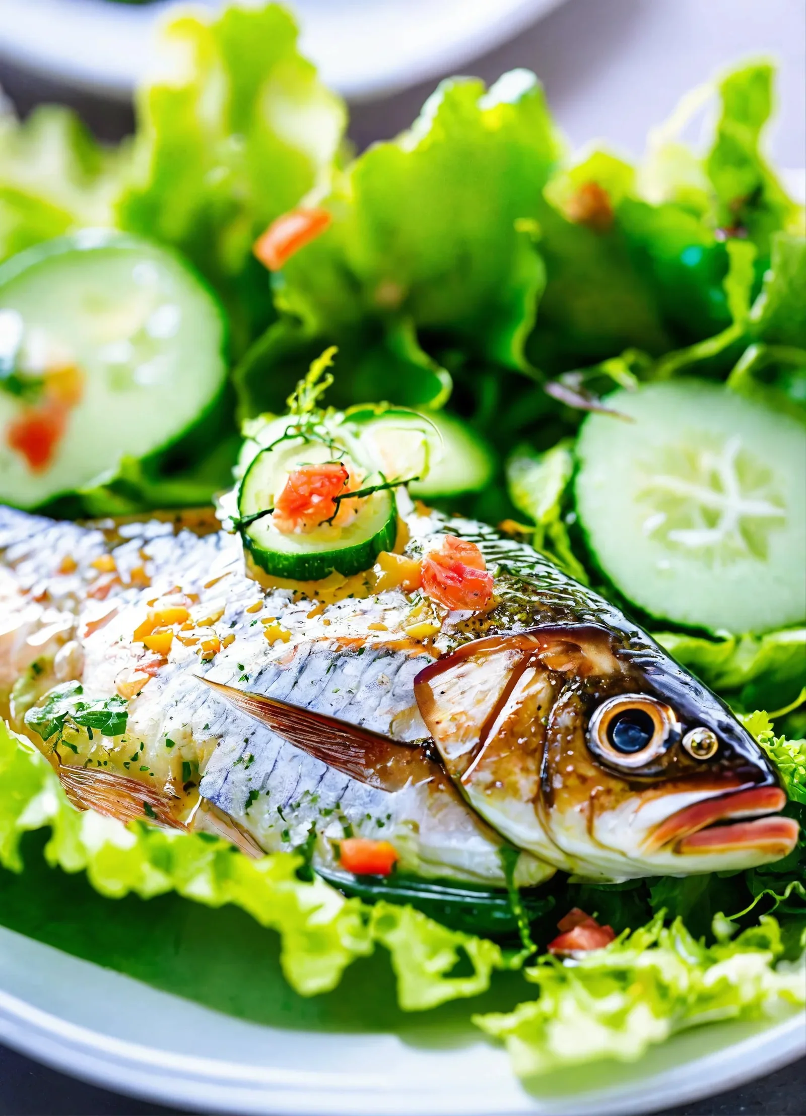 Pescado con cohombros