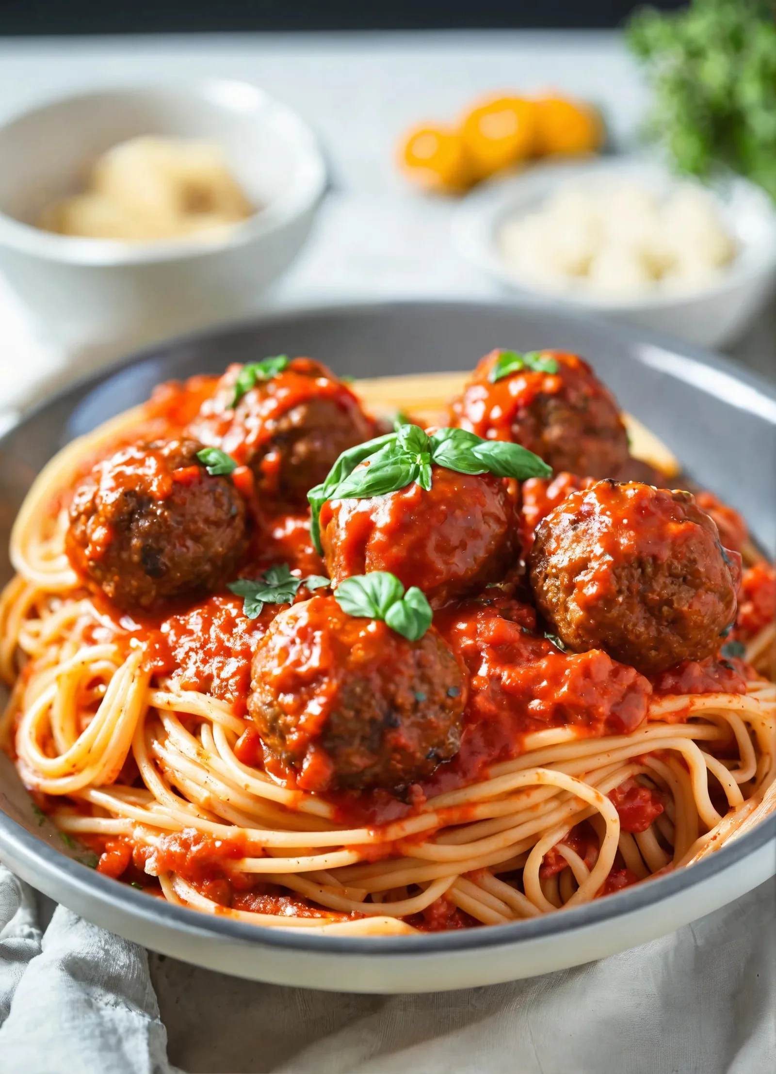 Espaguetis con Salsa de Tomate y Albóndigas
