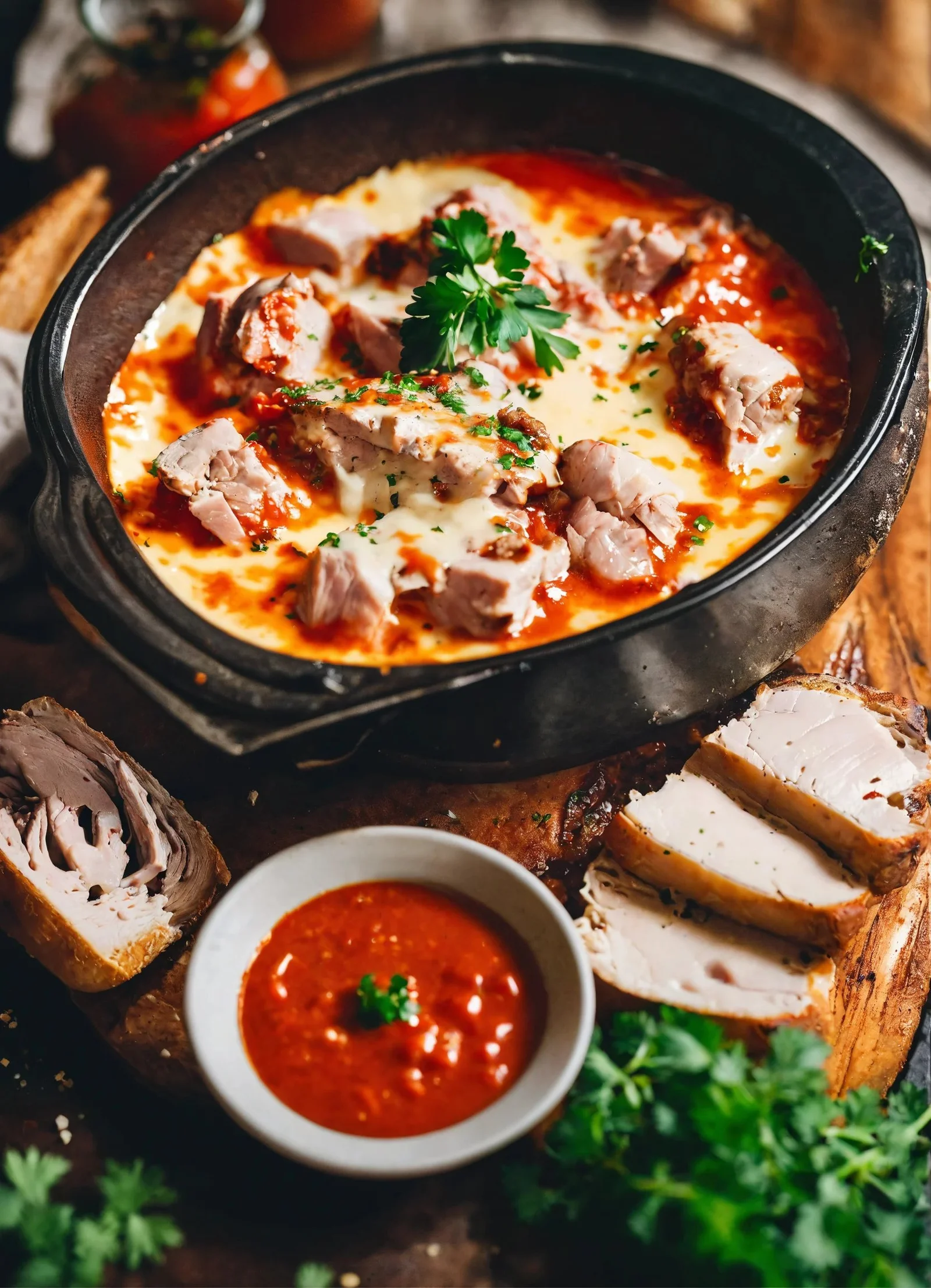 Fundido de queso y carne