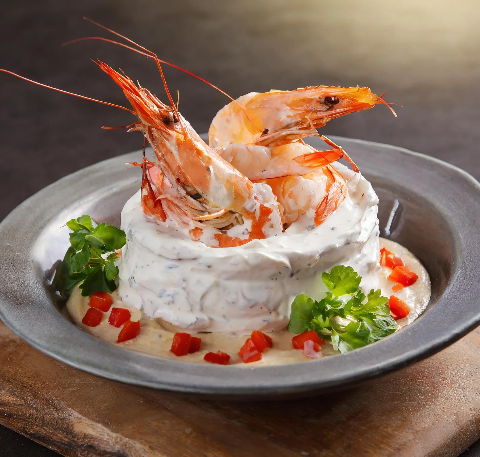 Crema de cabezas de langostinos