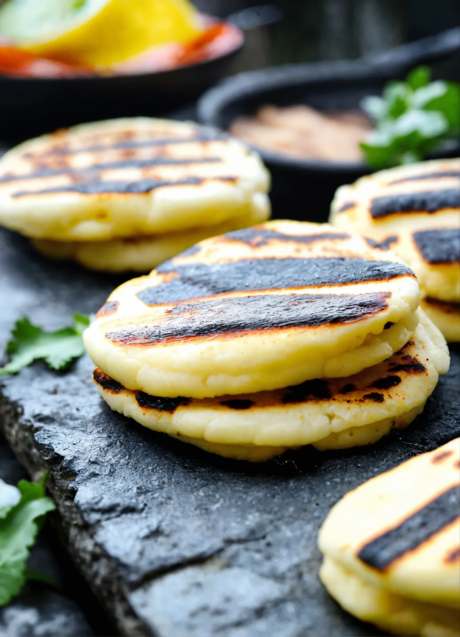 Arepas asadas en piedra