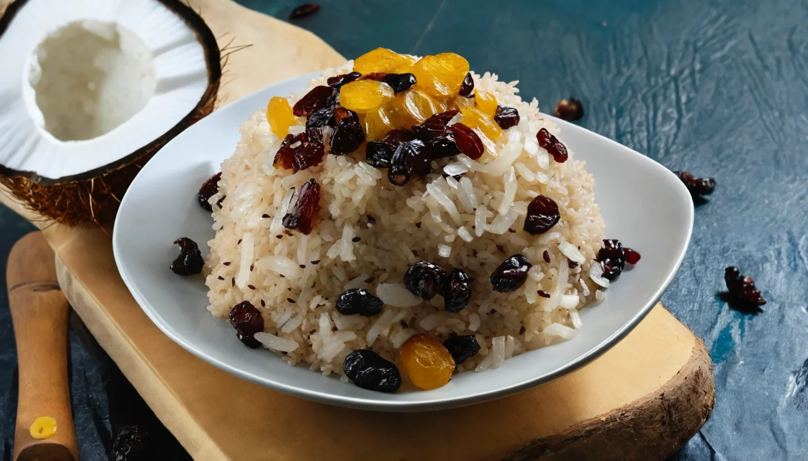 Arroz con coco y pasas